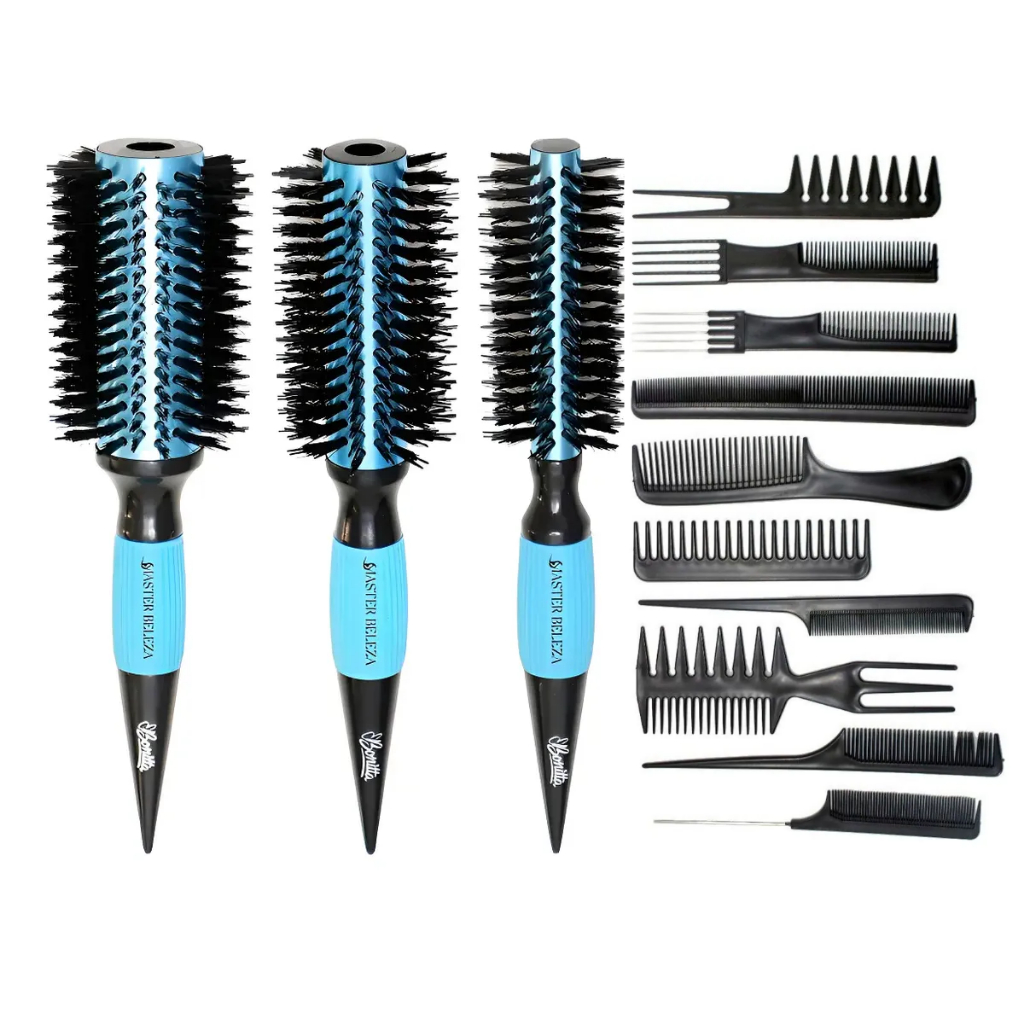 3 Escovas Profissionais Thermal Metallic + Kit 10 Pentes