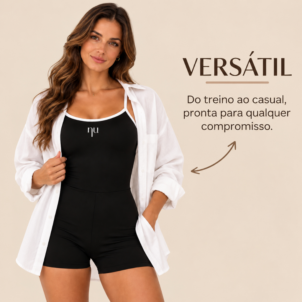Macaquinho Academia Feminino Fitness Poliamida Curto Zero Transparência Roupa de Treino Modelador Esportivo P M G GG