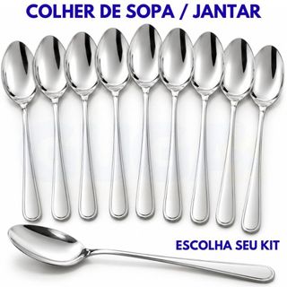 Kit Colher de Sopa em Inox 18 36 72 Peças Aparelho de Jantar Talheres Colheres para Cozinha
