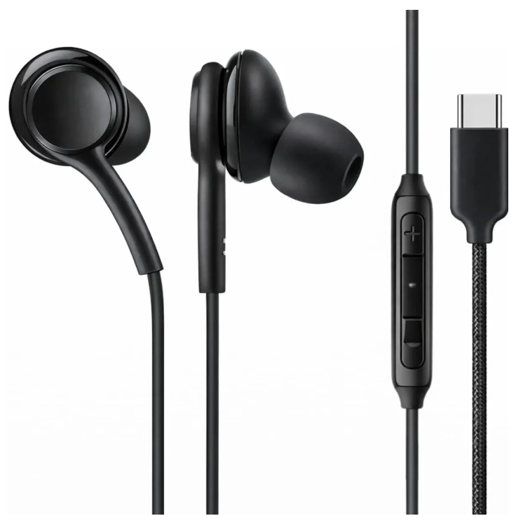 Fone Ouvido USB-C Tipo C Microfone Controle Volume Estéreo Grave Forte Cabo Nylon Resistente