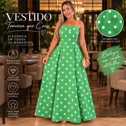 Vestido Longo femenino Tomara que Caia POÃ de Alfaiataria Elegante