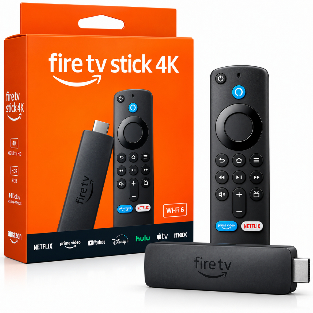 Amazon Fire Tv Stick 4k com Dolby Vision/Atmos e suporte a Wi-fi 6 Alexa 8gb e Comandos de TV 2GB RAM