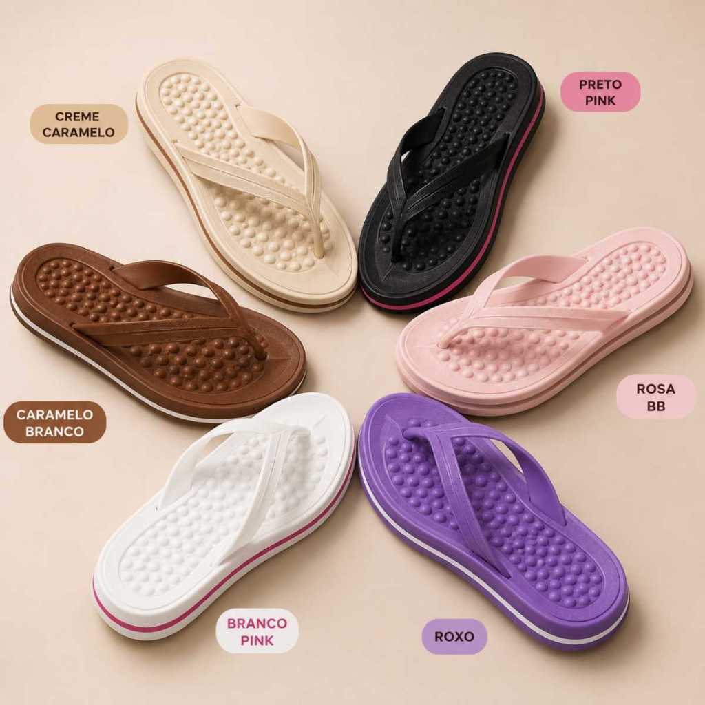 Chinelo Feminino Rasteirinha Ortopédico Anatômico Antiderrapante