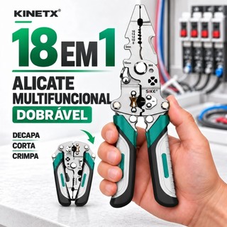 Alicate Multifuncional 18 em 1 FOLRA - Decapador Crimpador E Cortador De Fios Dobrável Para Eletricista