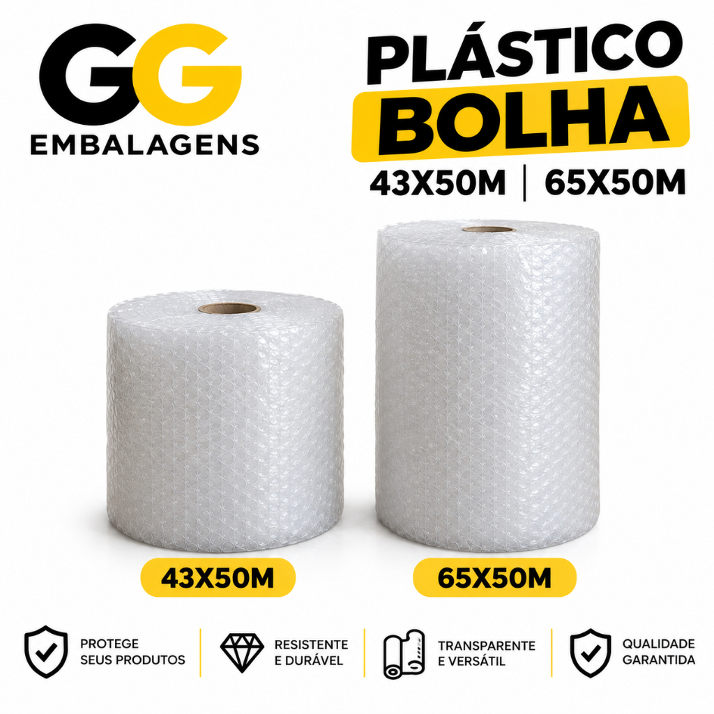 Bobina Plastico Plástico Bolha 50 Mts - 1 Unidade Resistente Embalar Mudança