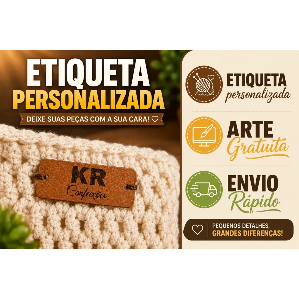 Etiqueta personalizada em couro sintetico com sua marca