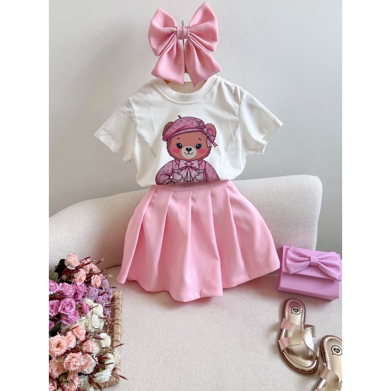 Shorts Saia com pregas, Saia colegial infantil