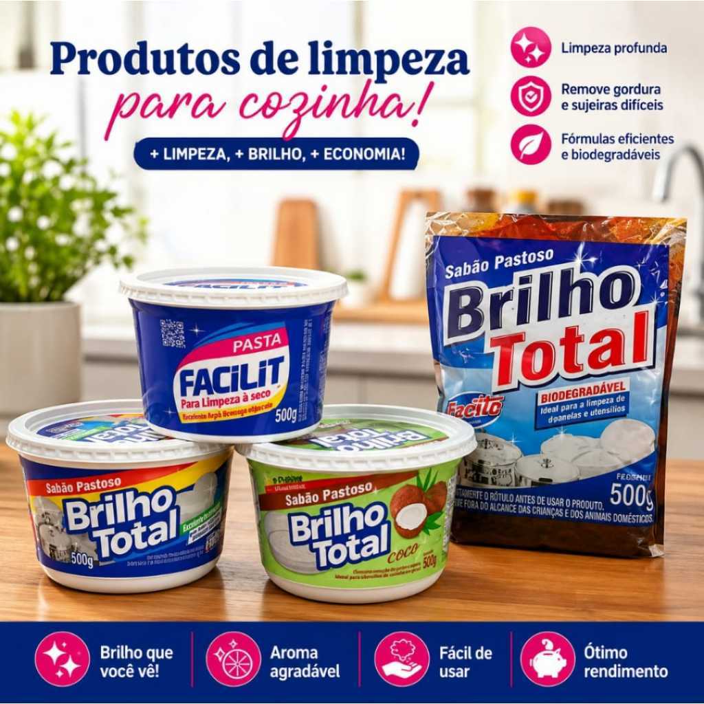 Kit limpeza 4 itens Cozinha Limpa Aluminio Louças