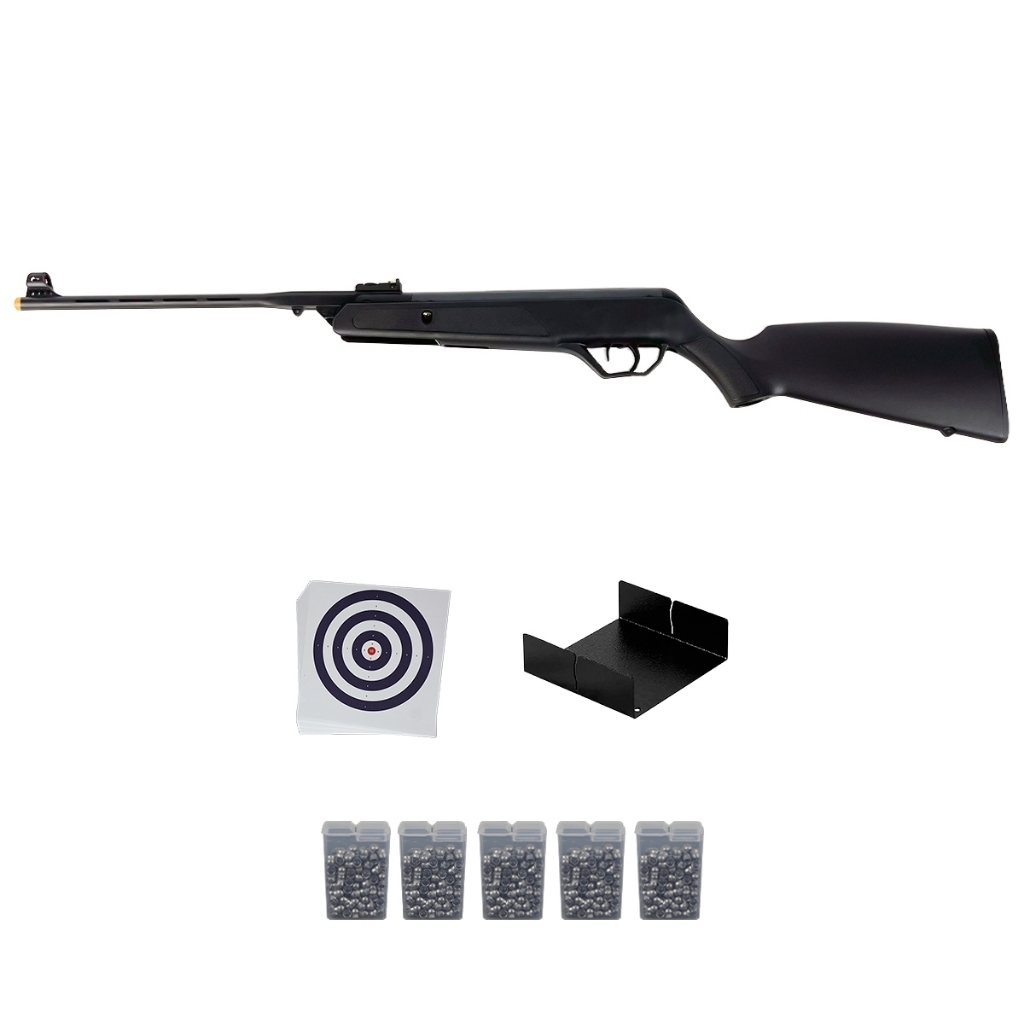 Carabina de Pressão AG12 Mola Preta 5.5mm - CBC + 5 Chumbos + Alvo + Porta Alvo