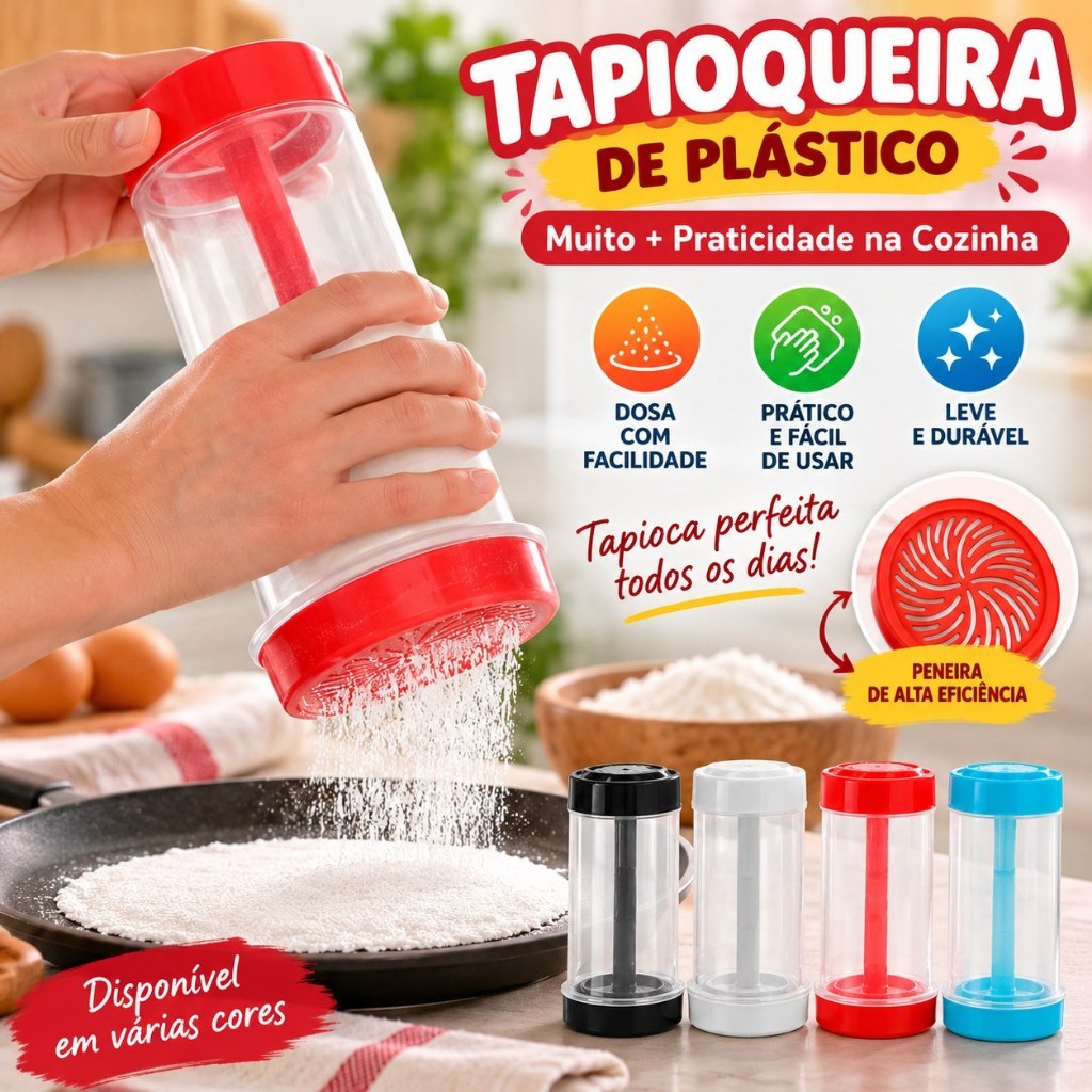 Tapioqueira Manual – Dosadora de Tapioca com Tampa e Dispenser I Ideal para Tapiocas Sem Sujeira -MN