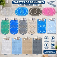 Tapetes Antiderrapante Banheiro Box Com Ventosas - Vários Modelos e Cores