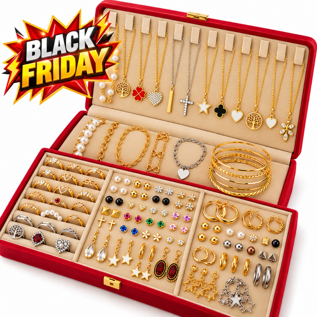 KIT SEMIJOIAS 210 BLACK FRIDAY peças Banhadas Dourado e Prata p/revender Feminino