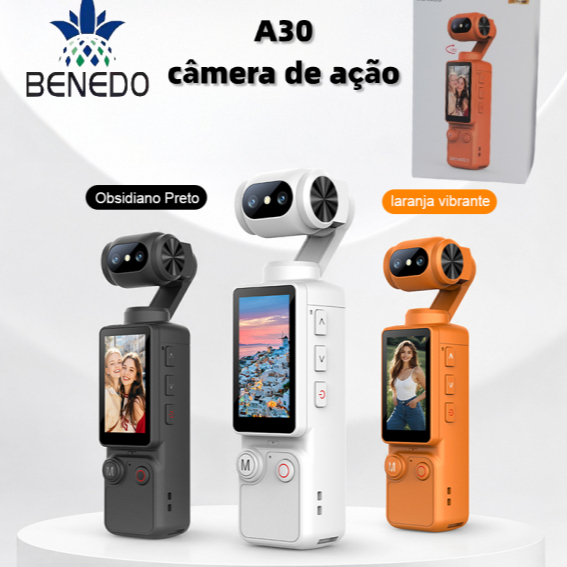câmera de ação A30 1080P Rotação de 180° | Vestível, Portátil, Gravador de Viagem e Ciclismo