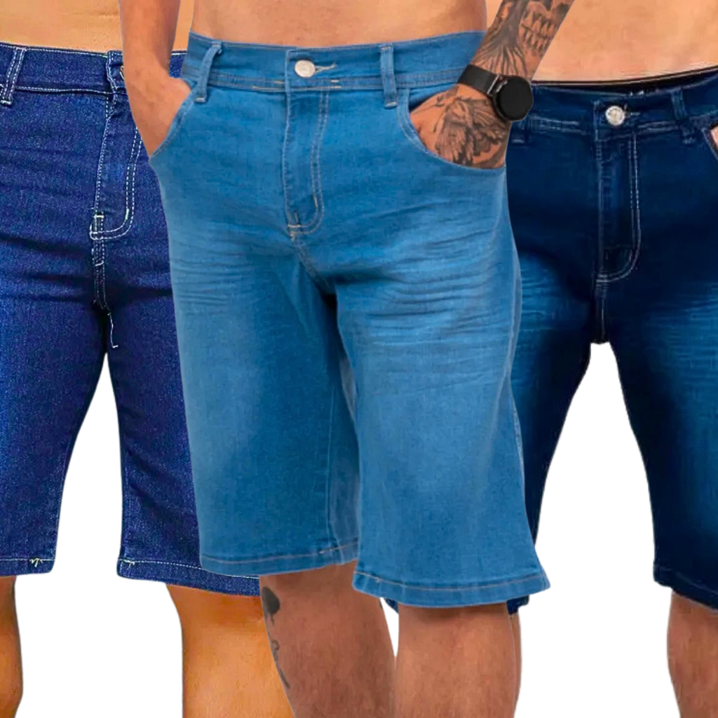 Kit 3 Bermudas Jeans Masculina Original Jeans