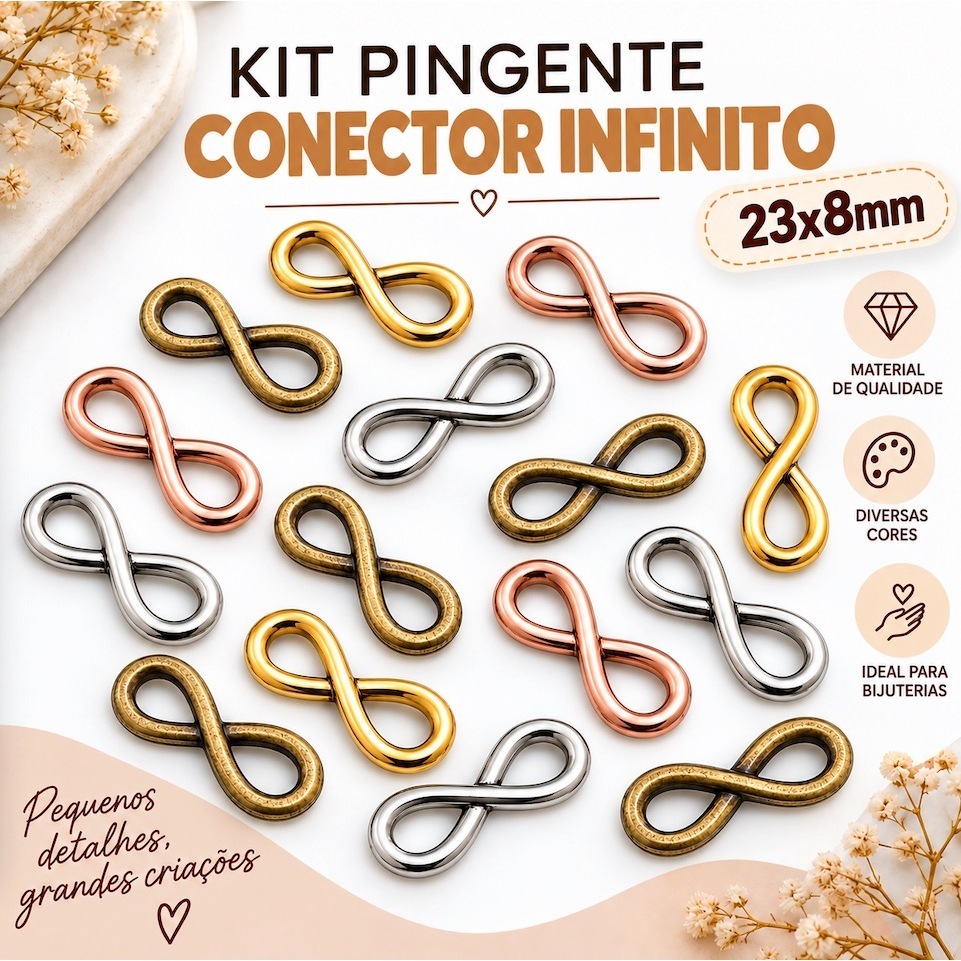 Kit 10 Pingentes ou Conectores Para Colares Pulseiras Japamalas Om Flor de Lótus Yin Yang Infinito Buda Coração — imagem 2 de 2