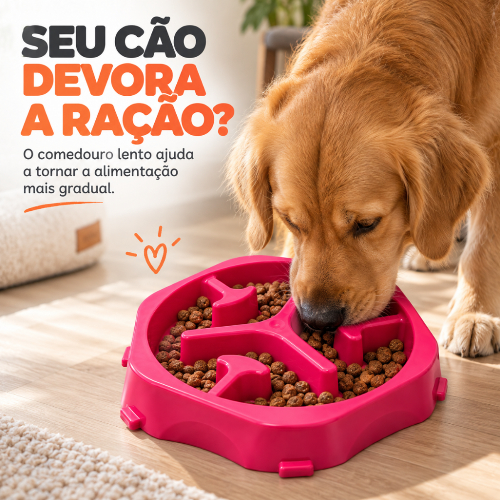 Comedouro Lento Educativo Interativo p Cachorro Anti Engasgo Foodtimer 26 x 26 x 4 cm 2500 ml Petliz