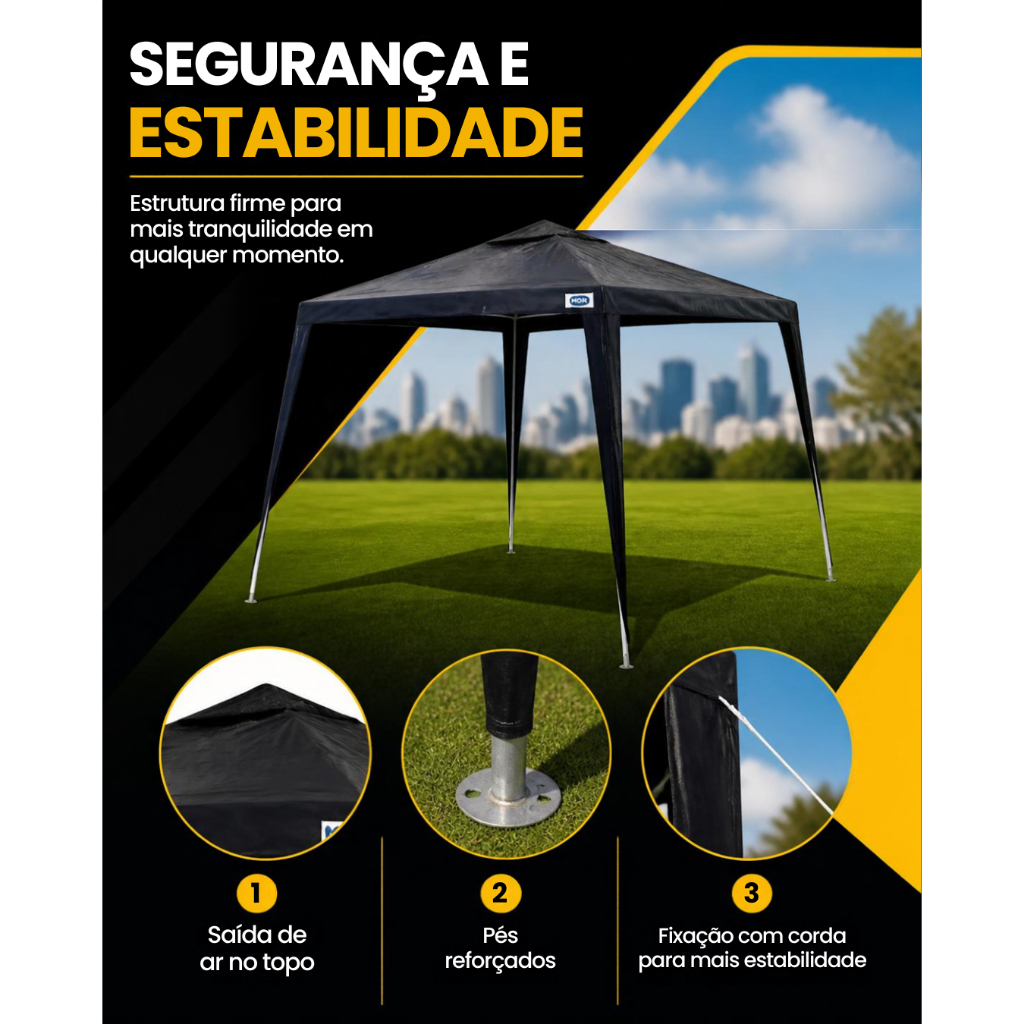 Tenda de Praia Mor Azul 2,4x3m Gazebo com Estrutura Desmontável Resistente em Aço · foto 2