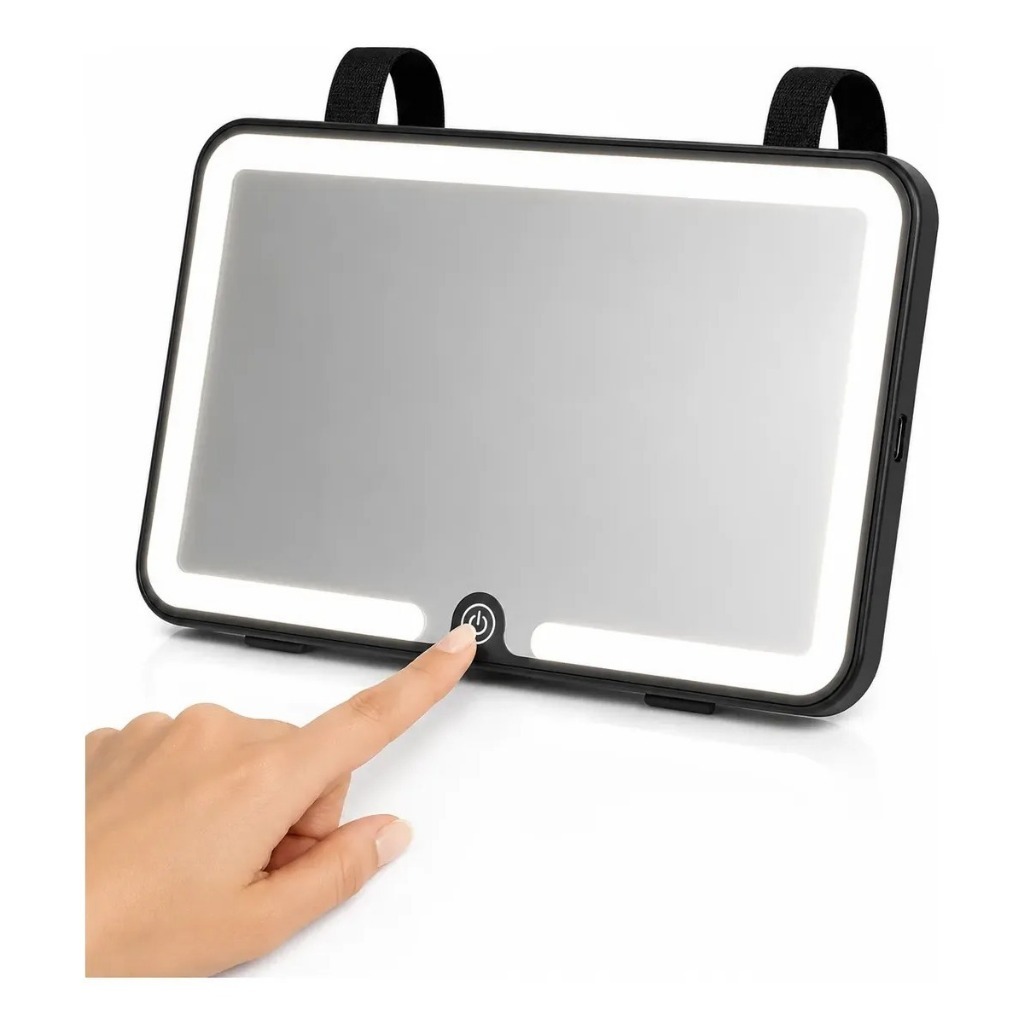 Espelho de Maquiagem LED para Quebra-Sol 3 Tons Touch Recarregável USB-C Oberon OR-PL17 23,5cm