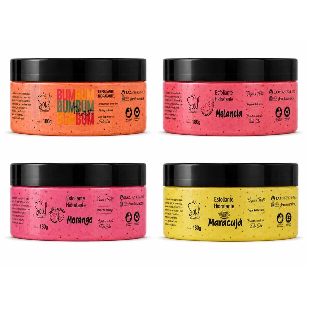 Hidratante Esfoliante Soul Corpo e rosto fragâncias 180g
