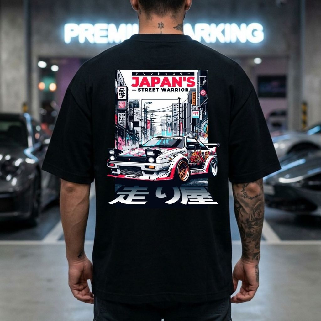 Camiseta Oversized Masculina Japan Street Car Camisa Streetwear Carro Esportivo 100% Algodão Unissex