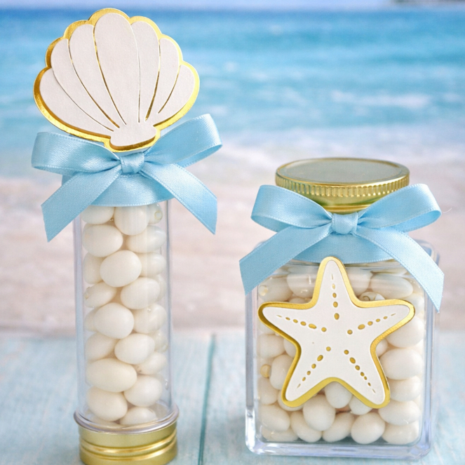 Aplique em Camadas Bege e Dourado - Fundo do Mar – Estrela, Concha | Para lembrancinhas kit com 15 unid