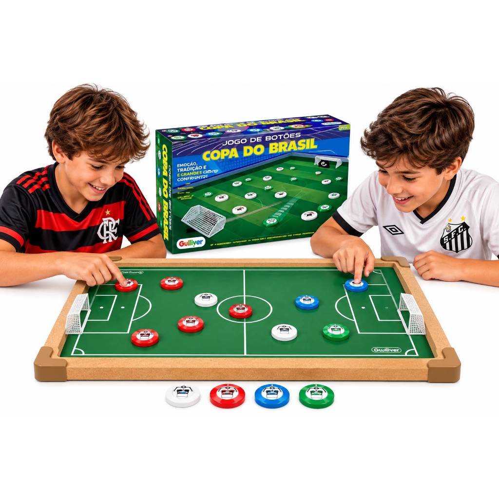 Kit completo Mesa Campo Futebol + Jogo De Botão 2 Times Copa Brasil