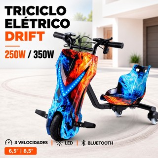 Patinete Elétrico 3 Rodas Triciclo Infantil 3 Drift 250w Várias Estampas 3 Velocidades