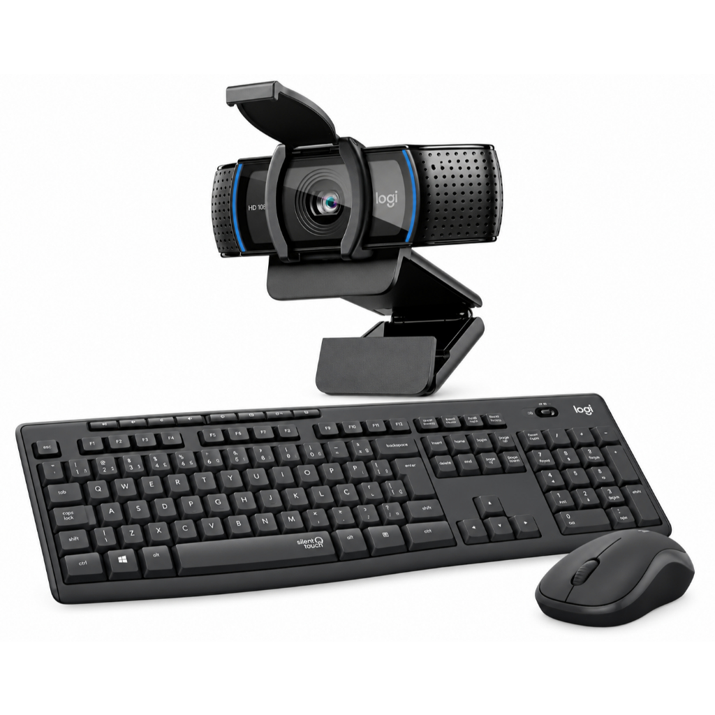 Kit Logitech MK295 + C920s | Teclado e Mouse Sem Fio + Webcam Full HD