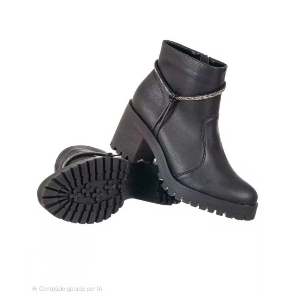 BOTA PRETA FEMININA SALTO GROSSO CONFORTAVEL BOTA FEMININA CANO CURTO BOTA PRETA FEMININA