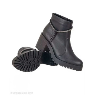 BOTA PRETA FEMININA SALTO GROSSO CONFORTAVEL BOTA FEMININA CANO CURTO BOTA PRETA FEMININA