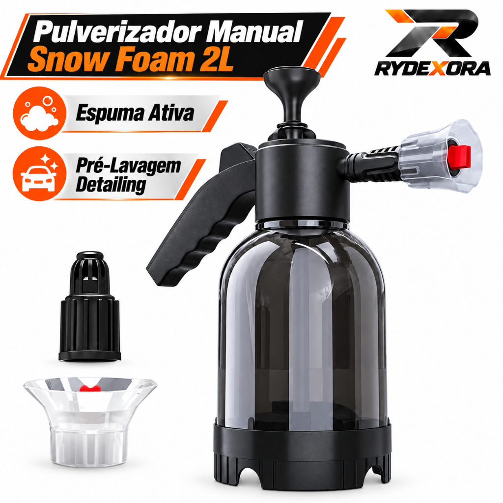 Pulverizador Manual Snow Foam 2L Borrifador Espuma Ativa Alta Pressão Pré-Lavagem Lava Carro Moto Detailing
