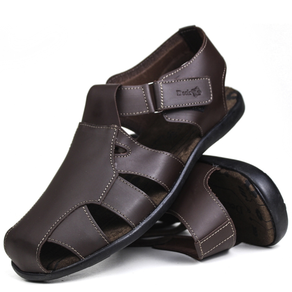 Sandália Masculina Couro Confortável Velcro Antiderrapante Casual Papete franciscana.