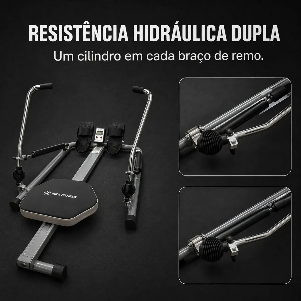 Máquina de Remo Simulador Hidráulico Duplo Monitor Lcd Mile Fitness Aparelhos de Musculação em Casa — imagem 2 de 2
