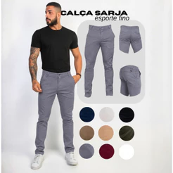 Calça Alfaiataria Masculina Sarja com Elastano Slim Fit