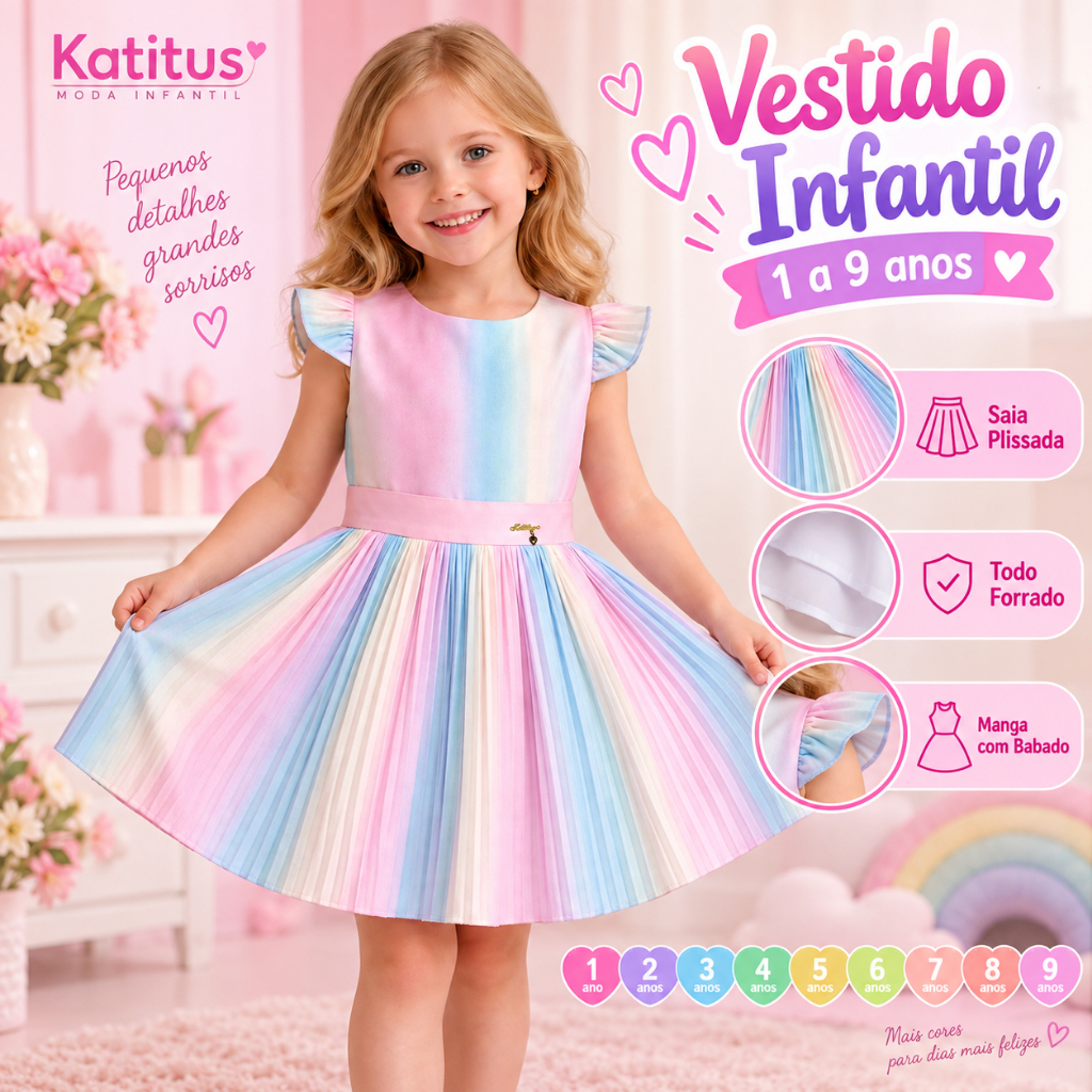 Vestido Festa Infantil Colorido Candy Colors Aniversário Princesa Arco Íris