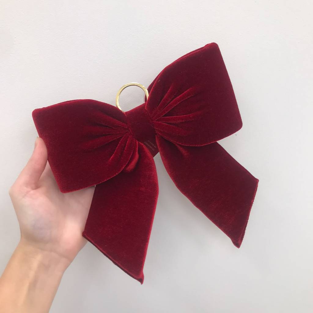 Laço Decorativo de Veludo Natal -  Vermelho Bordo - 20cm - 1 unidade - Rizzo