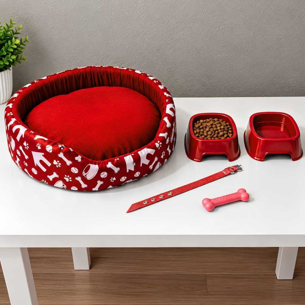 Kit Para Cachorro Luxuoso Coleira Para Cachorro Cama Pet Pequeno