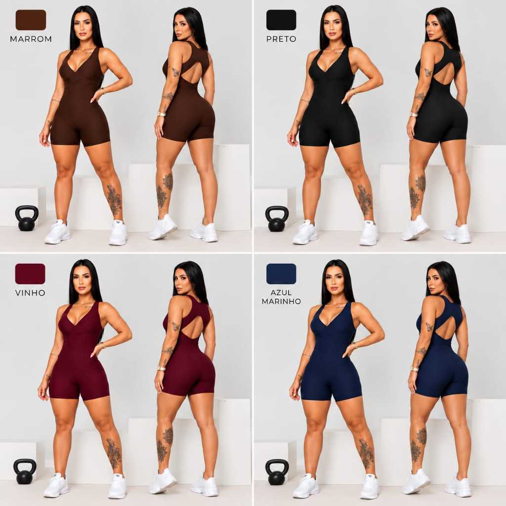 Macaquinho que vira Body 2 em 1, Macacão,  Fitness Academia, (Com Bojo Removível), Zero Transparência, Modela
