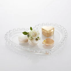 Prato para Sobremesa de Cristal Coração 18cm Lyor para Doces Frutas Bolos Mesa Posta Decoração Romântica Elegante e Casa