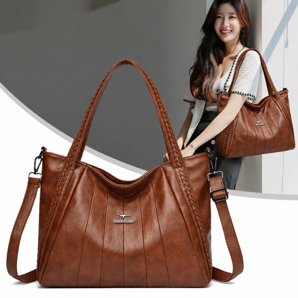 Bolsa Tote Feminina Grande Couro PU Macio Bolsa de Ombro Transversal Grande Capacidade Casual para Trabalho e Dia a Dia