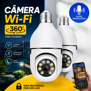 Câmera de Segurança Wi-Fi com Lâmpada Full HD 360° com Visão Noturna Infravermelho e Microfone IP66 Impermeável 8177