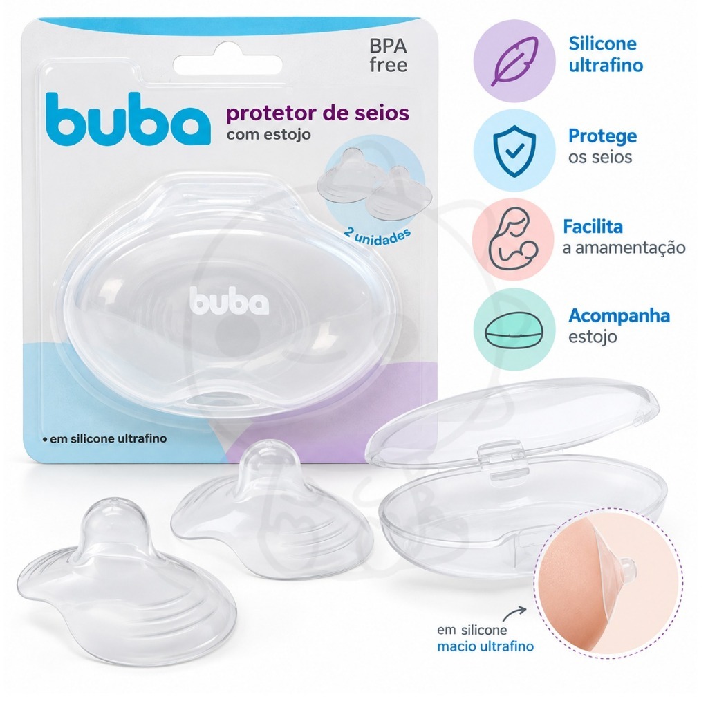 Protetor De Silicone Para Seios Mamilo Bico Seio Peito Amamentação Original Buba