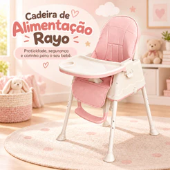 Cadeirinha de Alimentação infantil 2 Alturas Suporta 23kg Assento Retrátil Rayo