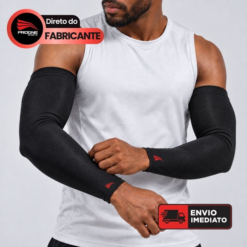 PAR MANGUITO TÉRMICO COMPRESSÃO PREMIUM PROTEÇÃO UV50+ VOLEI CORRIDA CICLISMO - PROGNE SPORTS