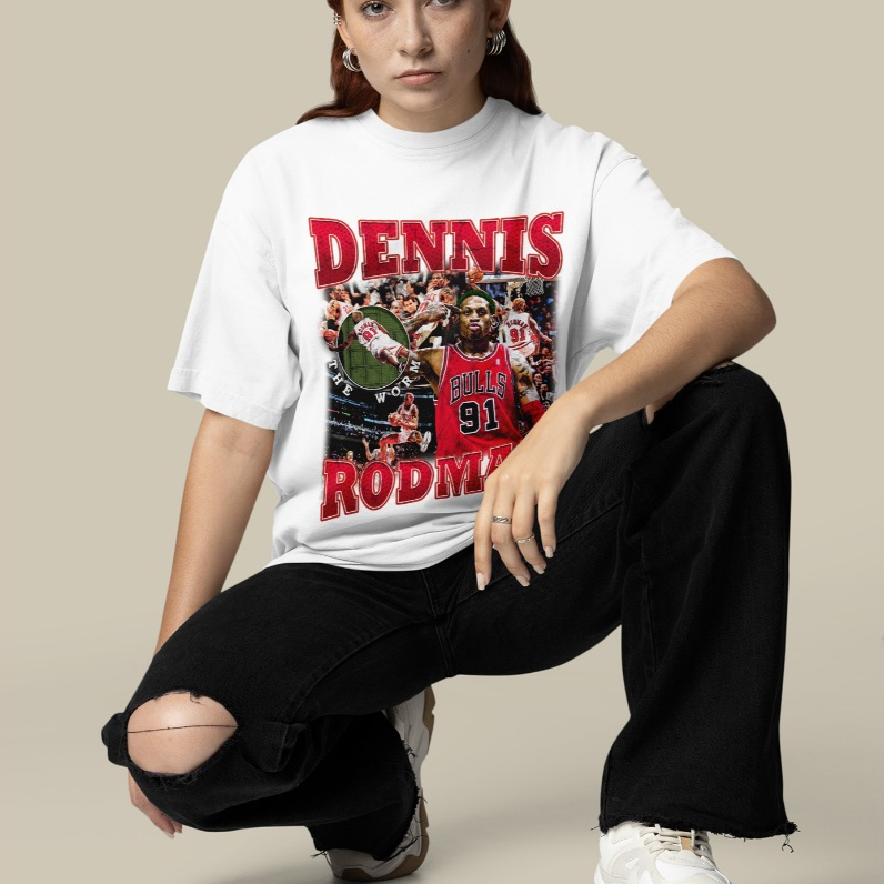 Camiseta Oversized Dennis Rodman Unissex Estilo Streetwear Esportivo Moderna Confortável Para Uso Diário Pronta Entrega