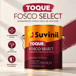 Tinta Toque Fosco Select 3,6L Suvinil Tinta Acrílica Resistência À Limpeza Disfarce Das Imperfeições