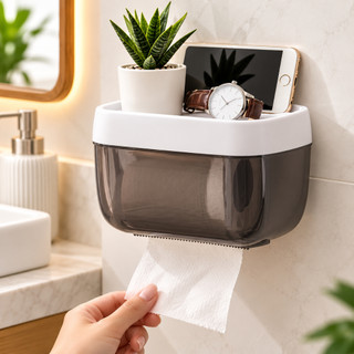 Suporte para Papel Higiênico com Prateleira para Celular e Objetos