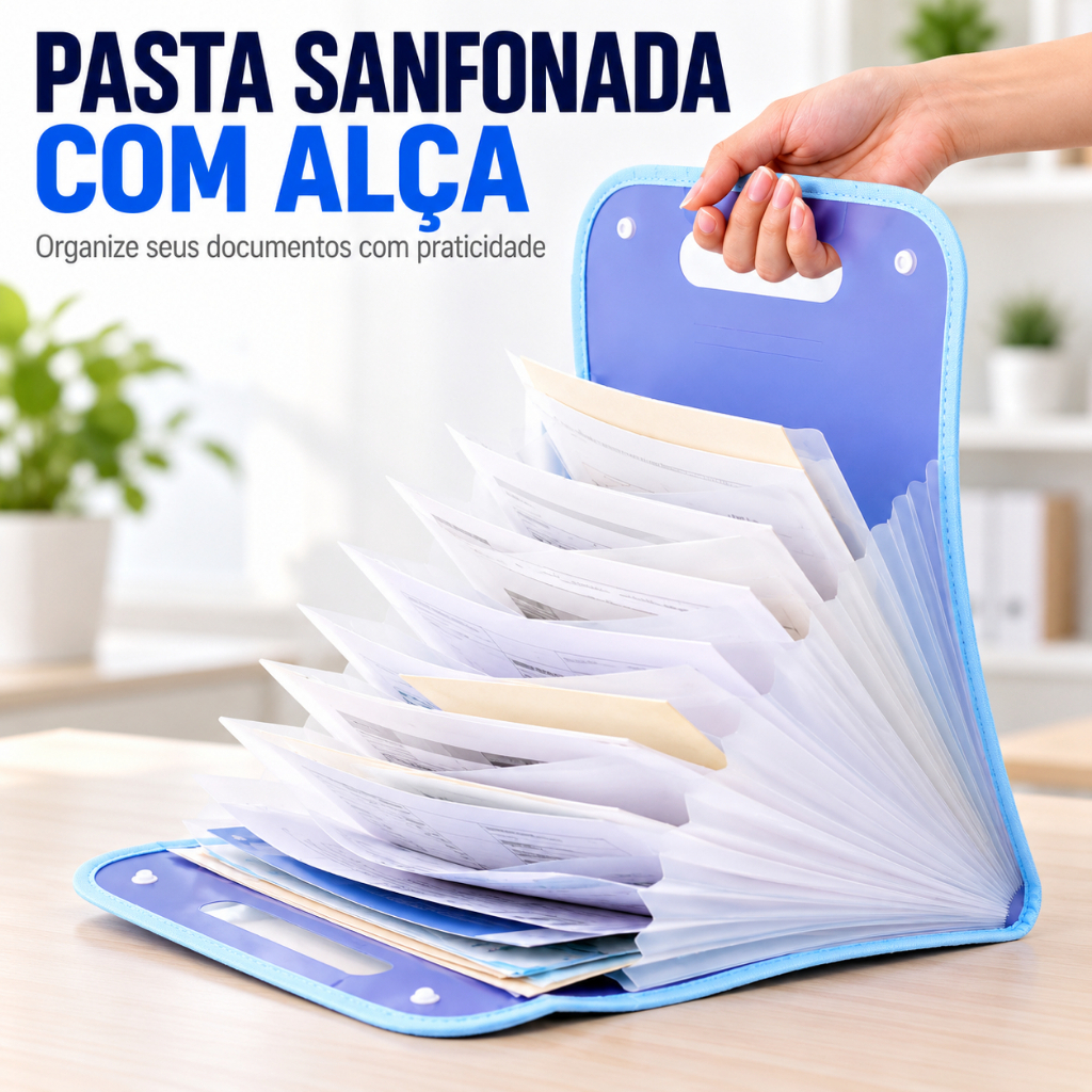 Pasta Sanfonada 12 Divisorias A4 Line Dello Papelaria Material Escolar