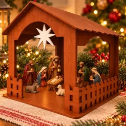 Casinha Presépio De Natal Decoração Enfeite Natalino Mdf