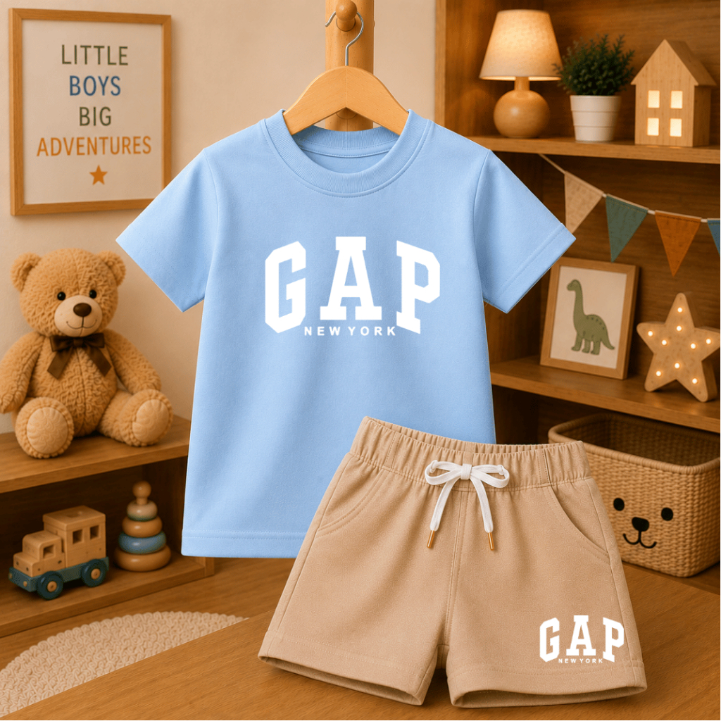 Conjunto Infantil Para Meninos -  Camiseta 100% Algodão e Short Moletinho - Conjunto de Verão para crianças Estilosas